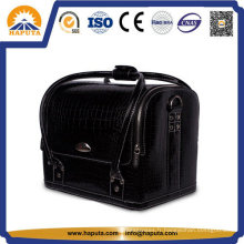 Vanity sac à cosmétiques en cuir noir avec sangles (HB-6619)